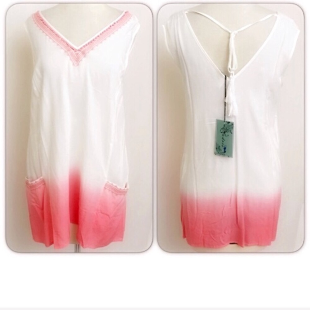 Blush Ombré Sleeveless Tunic Top Blouse SM - Picture 4 of 4